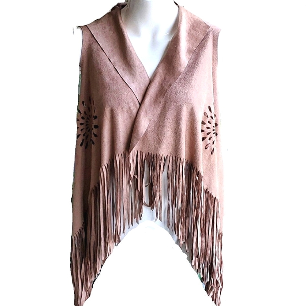 Bohemian Western Fringed Faux Suede Leather Top/scarf One size fits most